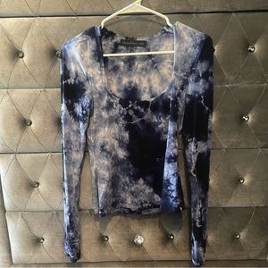 House of Harlow 1960 Tie Dye Blue Long Sleeve Top